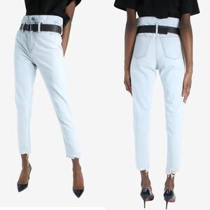 IRO Aven Belted Paper Bag Denim Jean Distressed Hem Size 29